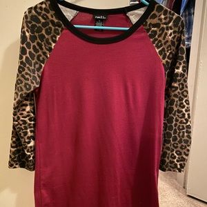 Maroon long sleeve cheetah sleeves